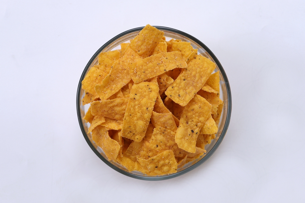 a bowl of corn chips