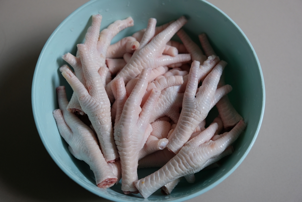 Close up of raw chicken feet