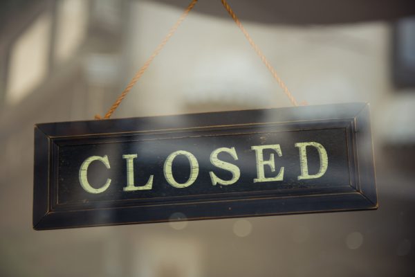 closed sign on the door