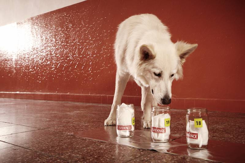 Cognition of odor traces by police dog on location