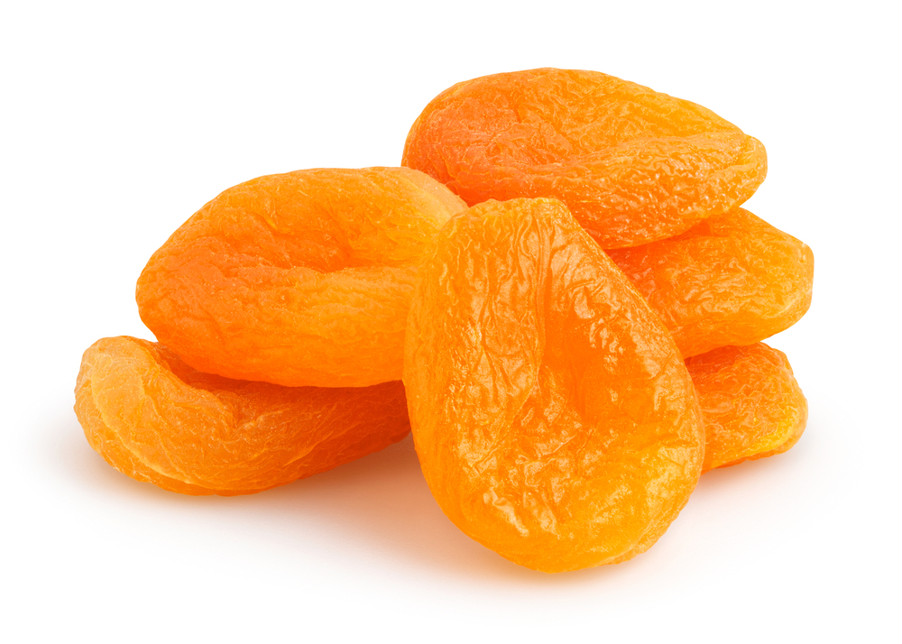 dried apricots in white background