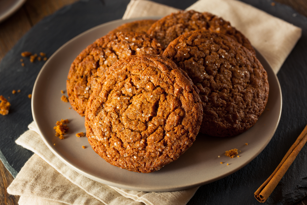 homemade ginger snaps on a plate