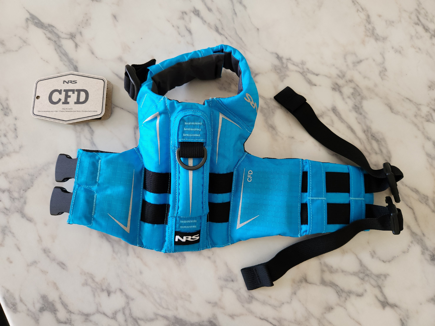 NRS CFD Dog Life Jacket - product on the countertop