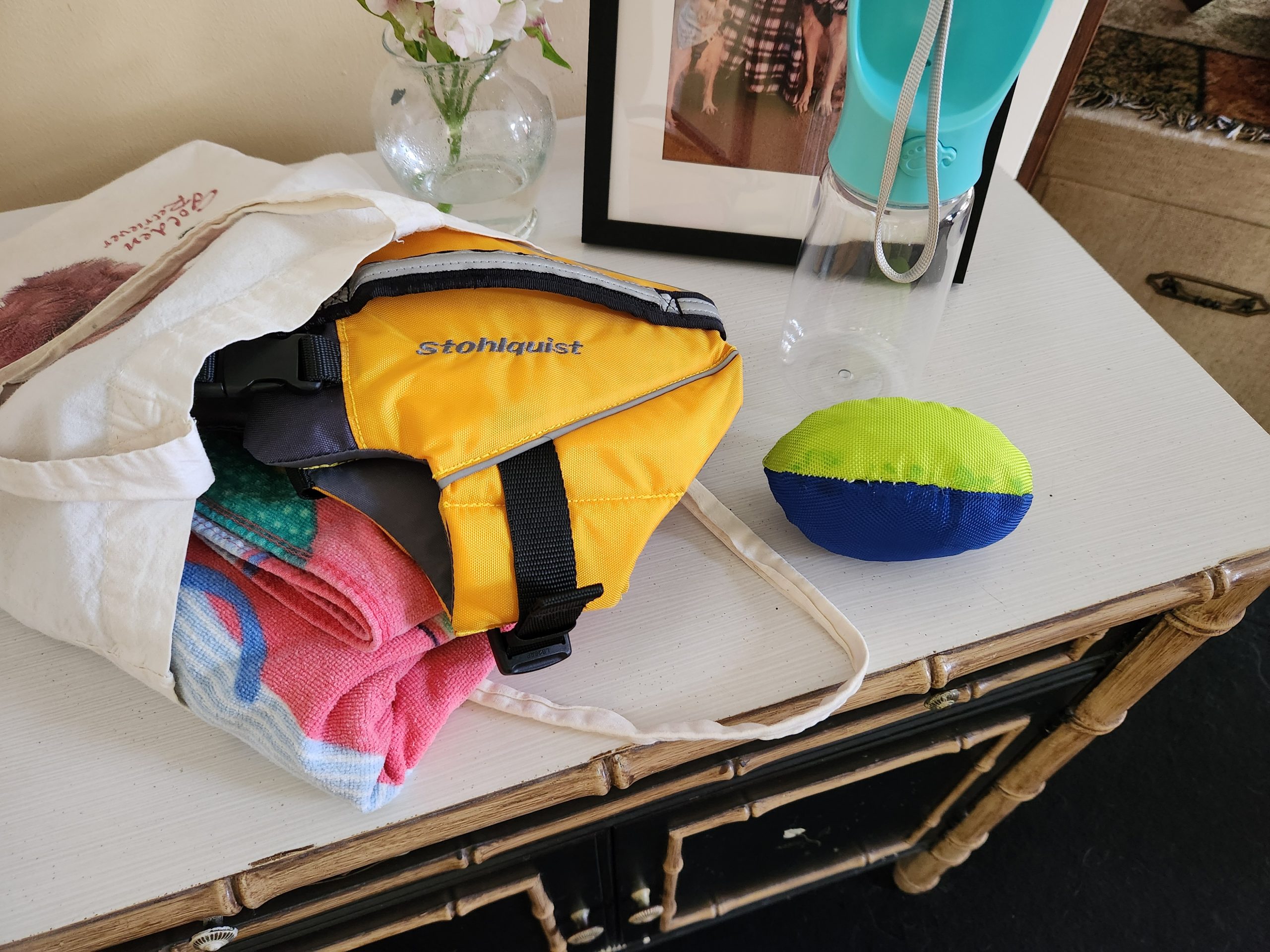 Stohlquist Dog Life Jacket - packed up 