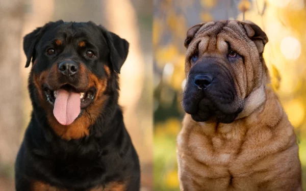 Parent breeds of the Rott Pei (Shar Pei Rottweiler Mix) - Featured Image